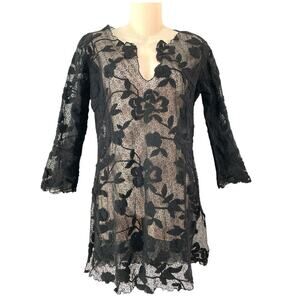 Flavia Padovan Seawear Line Black Lace Tunic 2/Medium